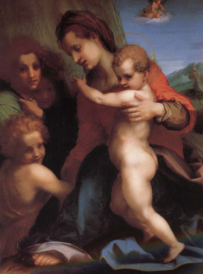 The Virgin and Child with St. John childhood, as well as two angels